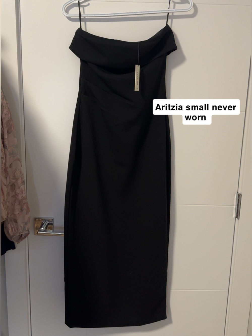 Aritzia Black strapless Midi Dress